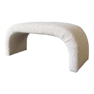 Vintage 1980s Waterfall Bench Reupholstered in Boucle For Sale
