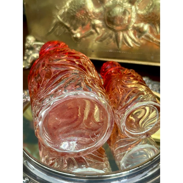 Baccarat Antique Baccarat Rose Tienté Pinwheel Perfume Bottles – Set of 2 For Sale - Image 4 of 4