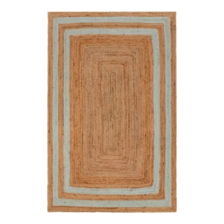 2'x4' Soft Sea Green Jute Braided Handmade Bohemian Rug For Sale
