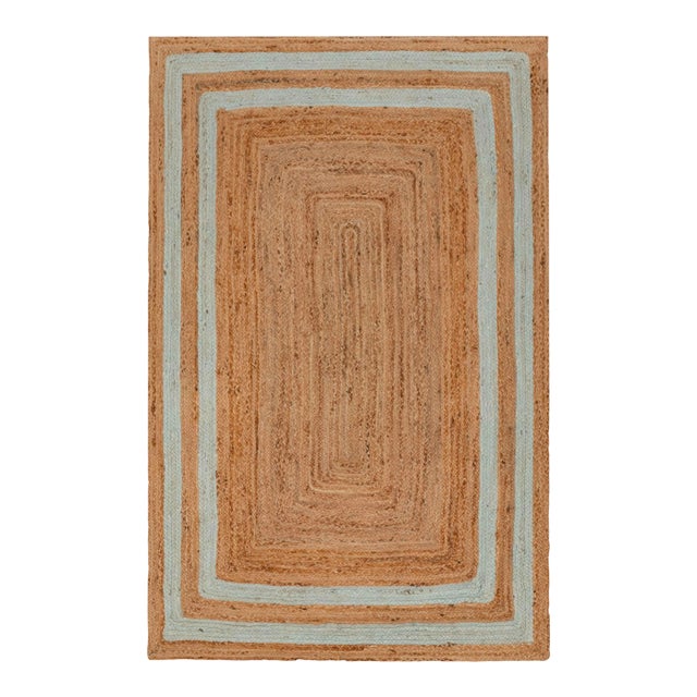 2'x4' Soft Sea Green Jute Braided Handmade Bohemian Rug For Sale