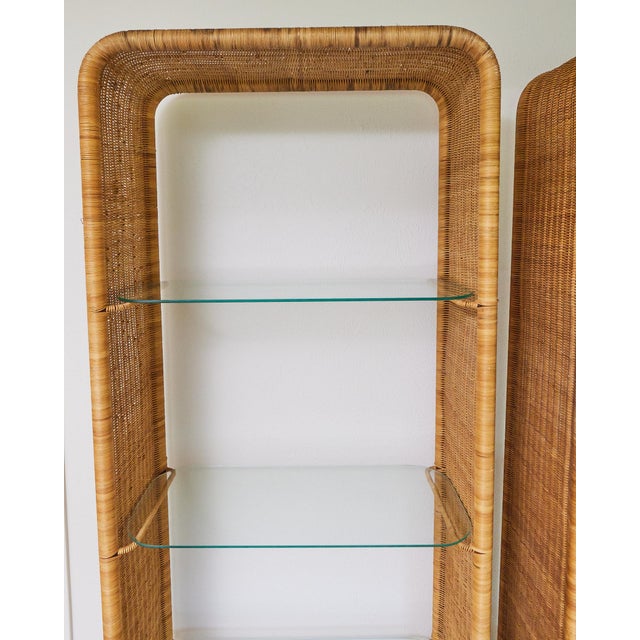1960's French Rattan and Glass Shelf in the Manner of Louis Sognot For Sale In Dallas - Image 6 of 17