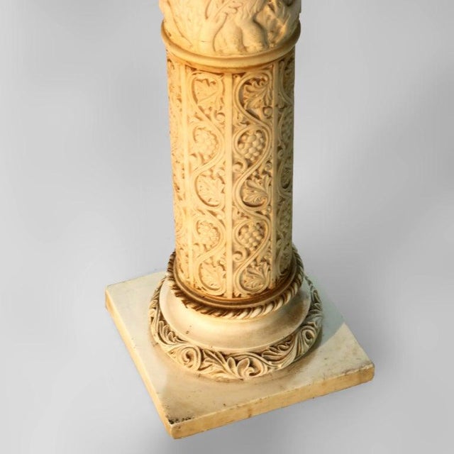 Antique Neoclassical Corinthian Style Genre Scene Sculpture Stand, Resin, C1930 For Sale - Image 12 of 12