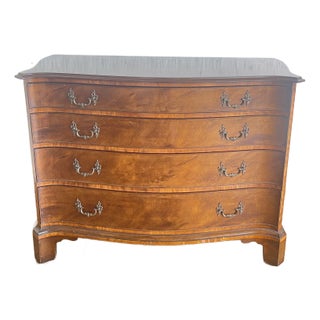 1950s Chippendale Style Serpentine Flame Mahogany Georgian Chest of Drawers Sideboard For Sale