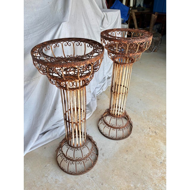 Mid 20th Century French Style Iron Scrollwork Plant Stands - A Pair For Sale - Image 12 of 12