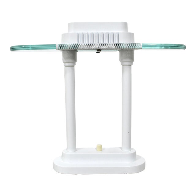 Vintage White Metal Kovacs Bankers Desk Lamp For Sale