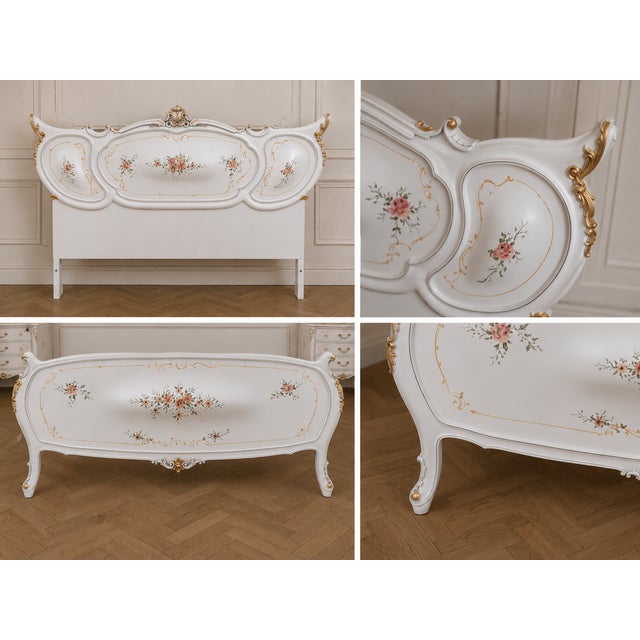 Italian 1950s Italian Venetian White Beech Bedframe - 4 Pc For Sale - Image 3 of 12