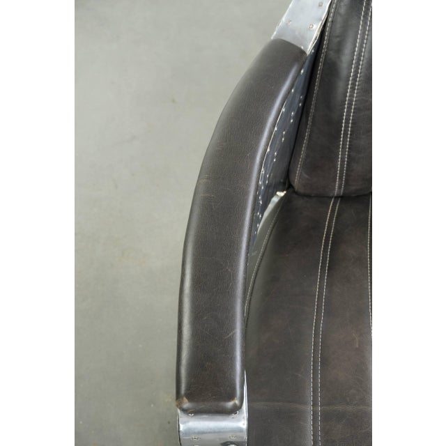 Metal Club Chair in Cowhide Leather with Aluminium For Sale - Image 7 of 14