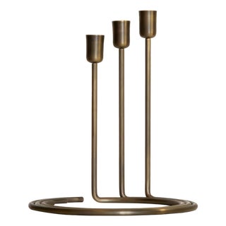 Italian Bronzed Brass Sirio Candleholders, Set of 3 For Sale