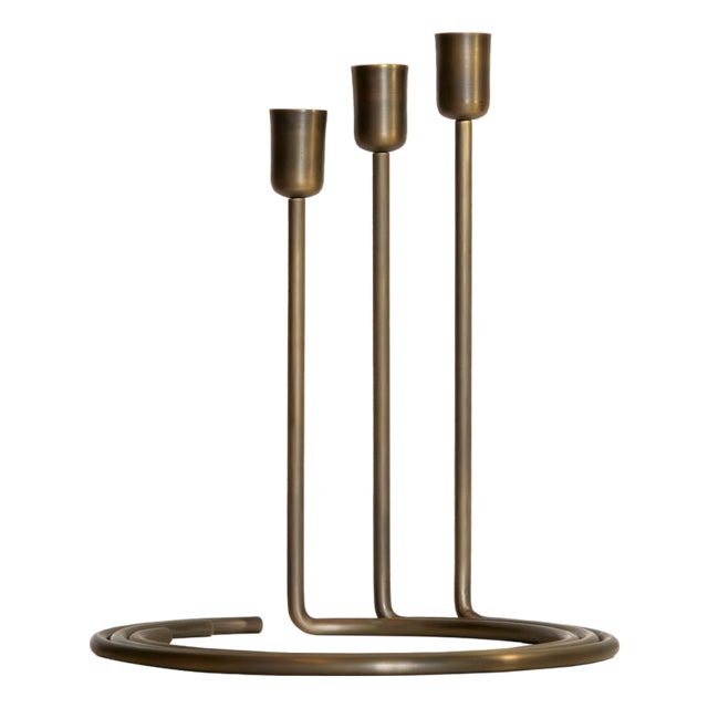 Italian Bronzed Brass Sirio Candleholders, Set of 3 For Sale