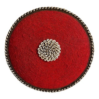 Vintage Red Beaded Cowry Shield Wall Decor For Sale