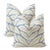Blue Leaf 20" Down Filled Pillows - A Pair For Sale
