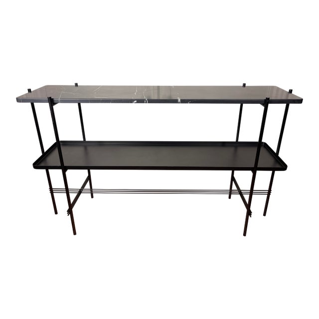 Italian Art Deco Inspired Ts Marble Top Tiered Console Table by Gubi For Sale