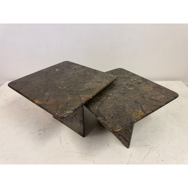 1980s Fossil Stone Nesting Coffee Tables, 1980s, Set of 2 For Sale - Image 5 of 18