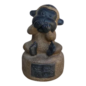 Black Gray Brown Two Colors Stone Monkey Ape Speak No Evil Figure