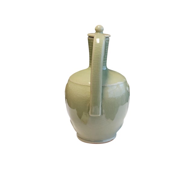 Vintage Mengrai Kilns Celadon Yaozhou Style Ewer For Sale - Image 4 of 7