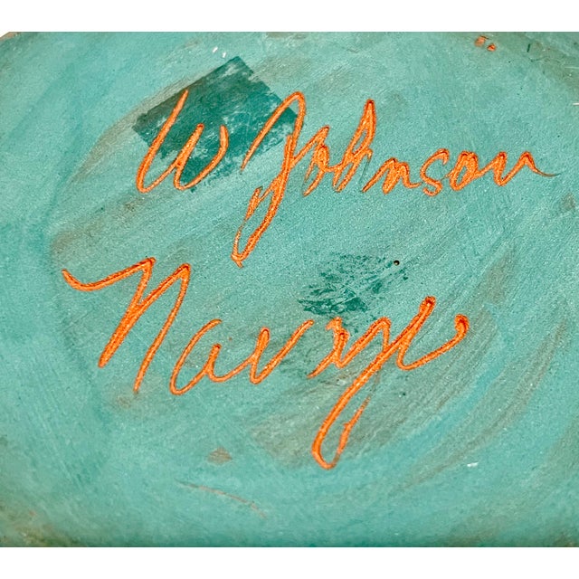 Monumental Southwestern Studio Art Pottery Vase Signed W. Johnson “Navajo” – Carved Bear Motif For Sale - Image 9 of 10