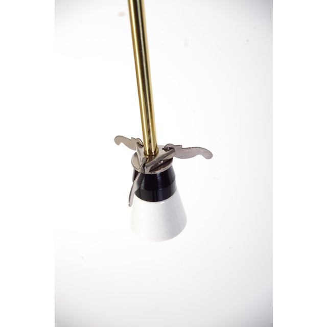 Metal Space Age Opaline and Brass Pendant Light from Osvetlovaci Sklo V.M., Former Czechoslovakia, 1960s For Sale - Image 7 of 13