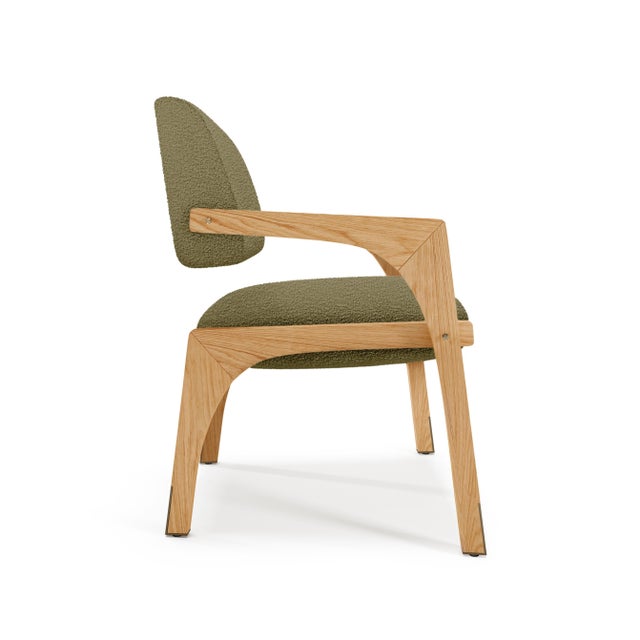 Arches Dining Chair in Light Olive Green Bouclé and Oak from Insidherland, in New conditions. Designed from 2000 Labeled...