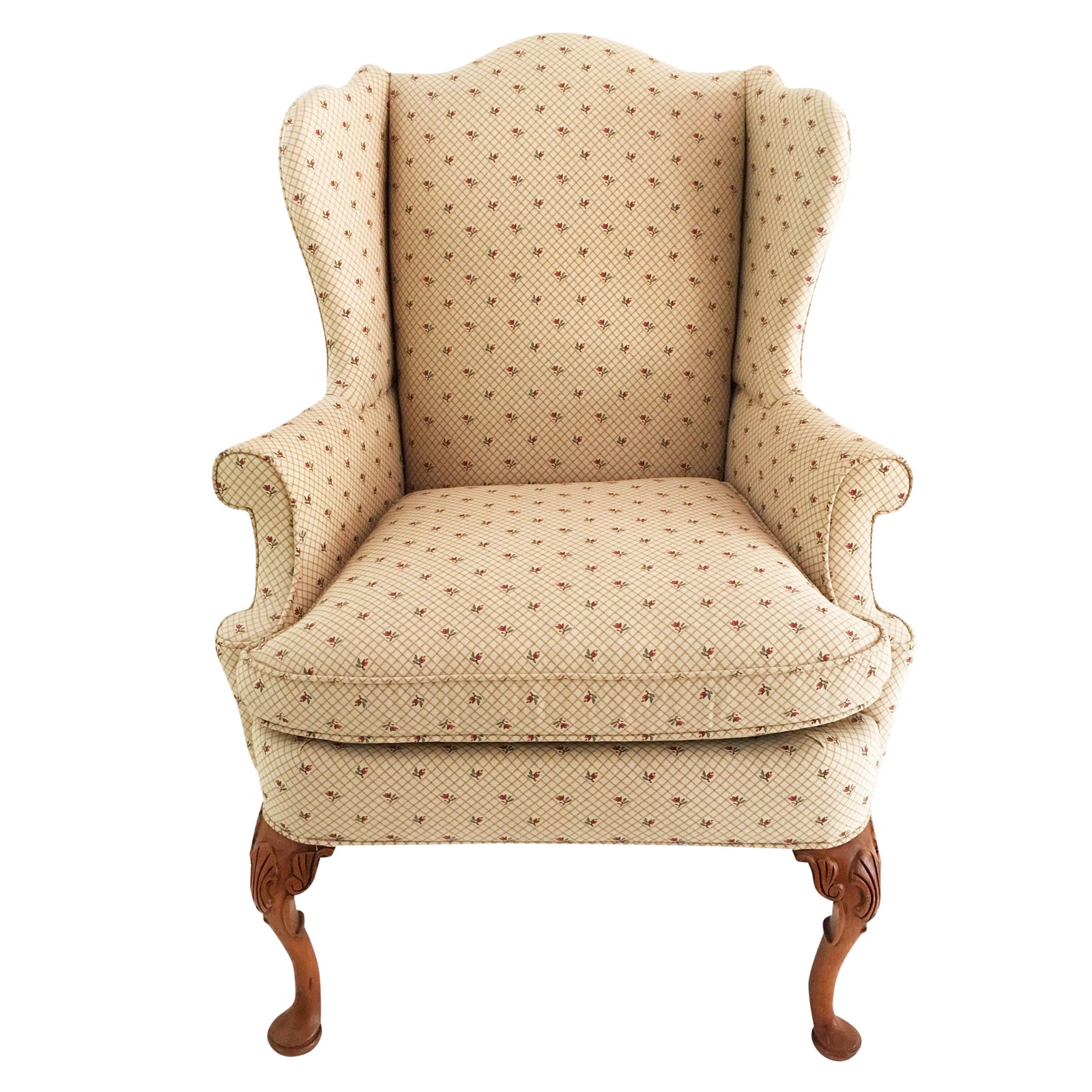 1990s Vintage Southwood Fairington Queen Anne Wing Chair Chairish