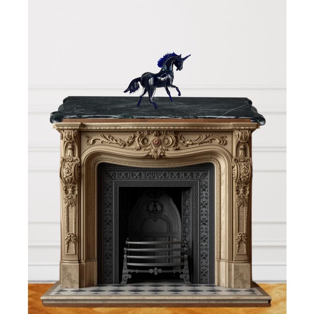 Vintage Murano Cobalt Art Glass Sculpture Unicorn Horse Signed Guiman 1/1 For Sale - Image 10 of 18