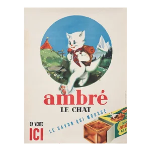 1940's French Soap Advertisement - Ambré Le Chat (Le Savon Qui Mousse)