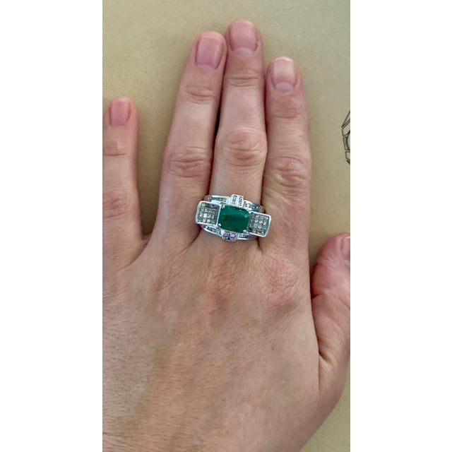 4 Carat Emerald Cut Natural Emerald & 1 Ct Diamond 14 Karat Gold Cocktail Ring For Sale - Image 18 of 18