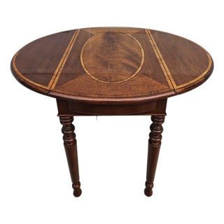 Baker Furniture Mahogany Pembroke Drop-Leaf Side Table Satinwood Inlay For Sale