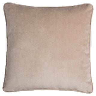 Happy Frame Beige Velvet Cushion Cover by LO Decor For Sale