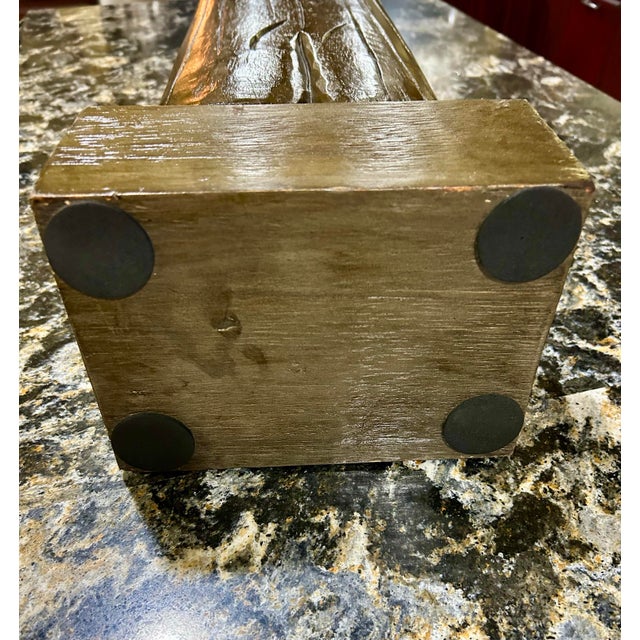 Mid 20th Century Pair of Vintage Wooden Standing Buddha Statues For Sale - Image 5 of 9