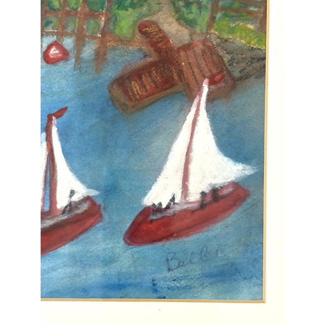 Late 20th Century Original Signed and Framed Primitive Mixed Media Drawing Signed 'Belle' For Sale - Image 5 of 14