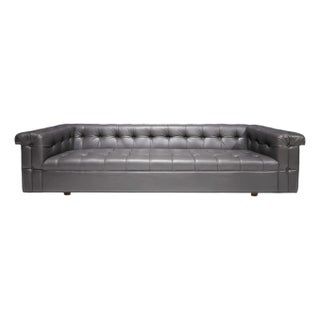 Edward Wormley for Dunbar Party Sofa Model 5407 in Dark Gray Leather For Sale