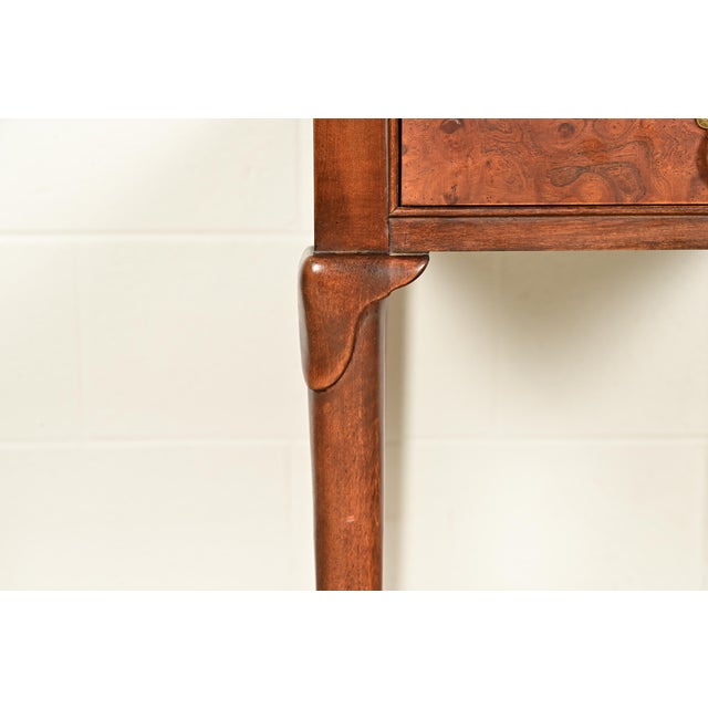 Baker Furniture Queen Anne Walnut and Burl Wood Tea Table For Sale - Image 11 of 16