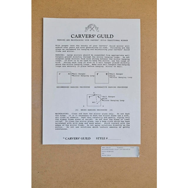 Carvers' Guild Spanish Panel Mirrors — 33x45 — Antique Gold Leaf — Near Mint Pair For Sale - Image 14 of 18