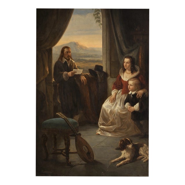 Letter from a Noble Family, Burg Castle, Probably 19th Century, Oil Painting on Panel For Sale