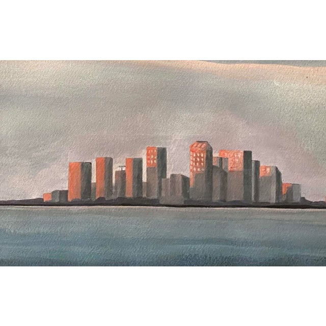 A beautiful evening view of the Tampa skyline done by Roxanne Ritzel.The original painting is watercolor and gouache. The...