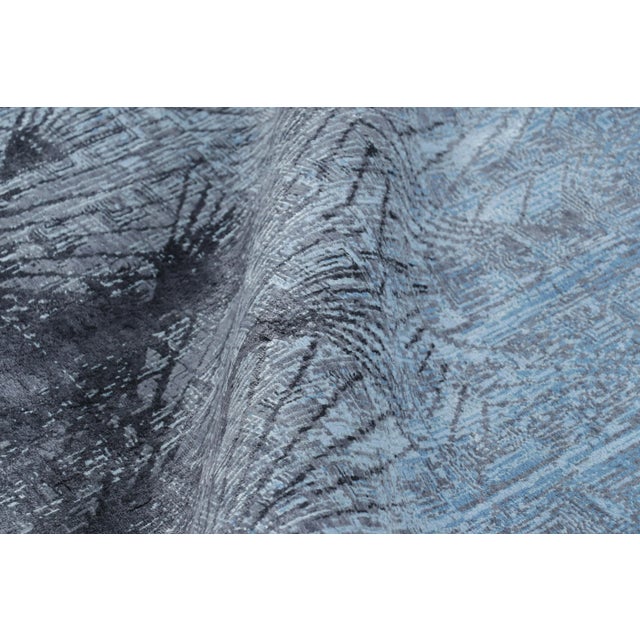 Textile Rug & Kilim’s Contemporary Geometric Rug in Blue and Gray “Abstract Medallion” For Sale - Image 7 of 8
