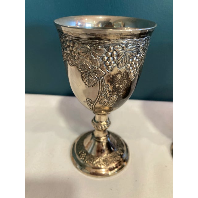 Mid 20th Century Vintage Silverplate Grape Goblets- Set of 2 For Sale - Image 5 of 7