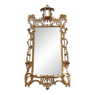 Mid 20th Century Chinoiserie Pagoda Giltwood Mirror For Sale