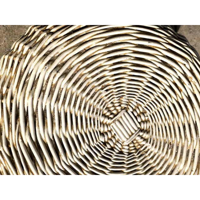 Mid-Century Modern Mid 20th Century White Wicker/Rattan Drink/Plant Stand/Table or Vanity Bohemian Stool For Sale - Image 3 of 11