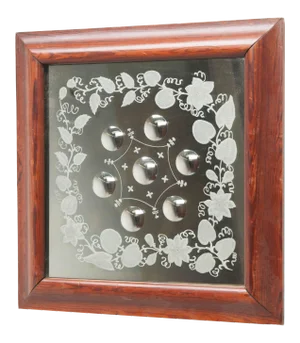 English 19th Century Square Framed Convex Bullseye Mirror