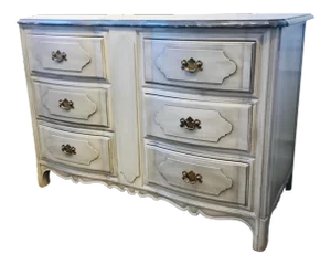 Antique Painted Gray and White Chest