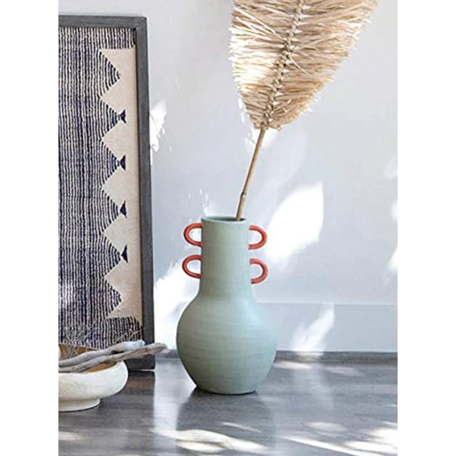 2020s Large Green and Coral Terra Cotta Vase For Sale - Image 5 of 6