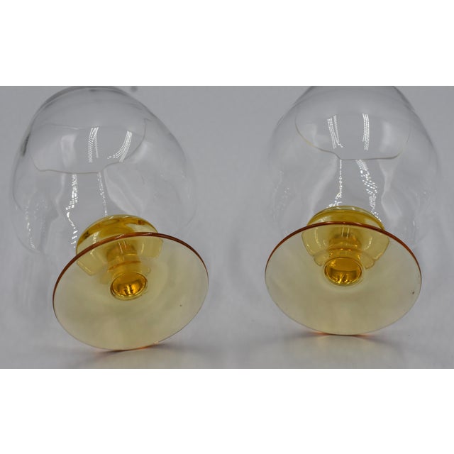 Murano 1960s Arte Icet Murano Cognac Brandy Snifter Compote Hand Blown Optic Glasses- Set of 2 For Sale - Image 4 of 8