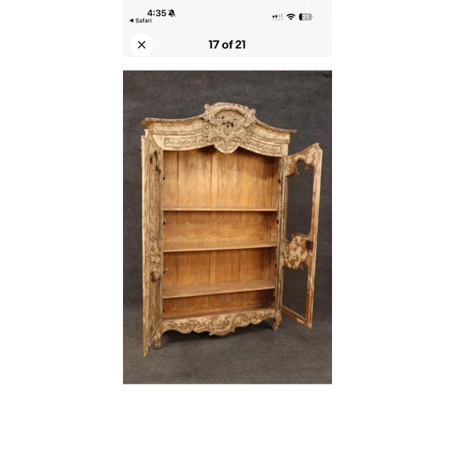 Rare Original French Normandy Chipped Milk-Paint Wedding Marriage Armoire 1800s For Sale - Image 11 of 12