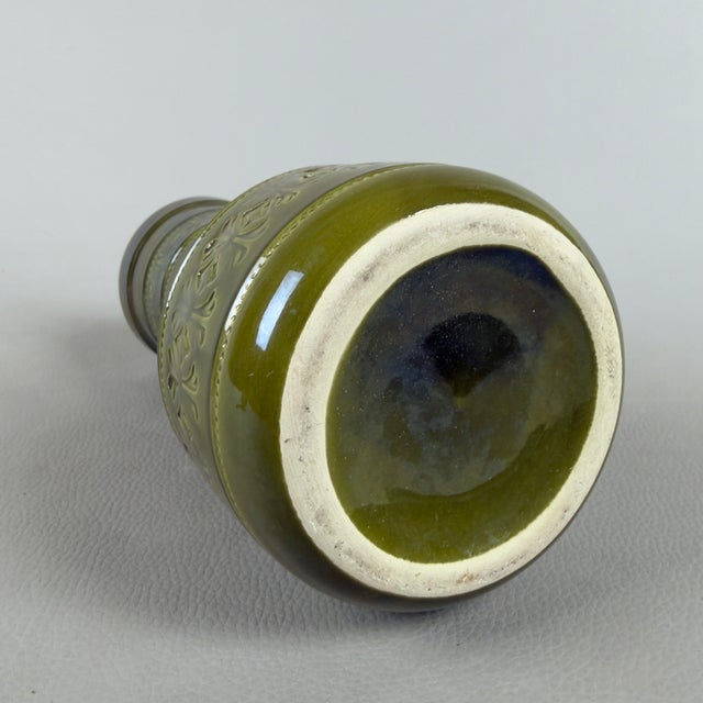 Vintage Iridescent Green Majolica Ceramic Vase from Facs San Marino, 1960s For Sale - Image 6 of 11