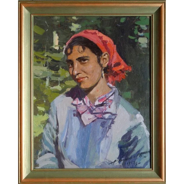 Alfejs Bromults, Gypsy Woman, 1959, Oil on Cardboard For Sale - Image 6 of 7