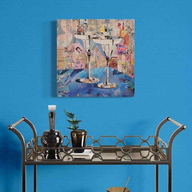 Mid-Century Modern Date Night Signed Original Collage Artwork For Sale - Image 3 of 13