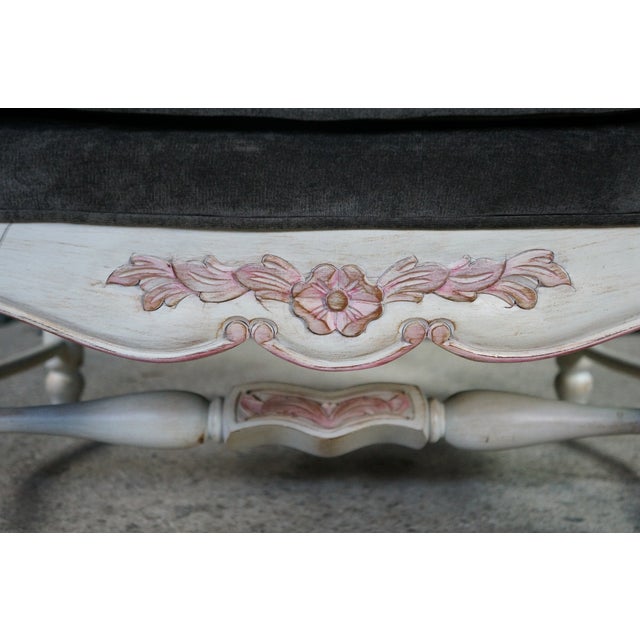 Vintage Highland House French Provincial Spanish Oak Lounge Chairs & Ottoman For Sale - Image 6 of 17