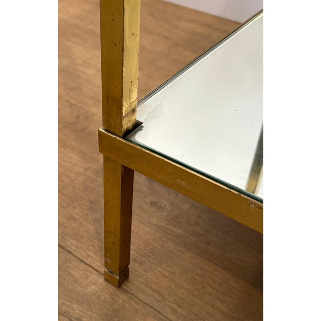 1970s Pair of gilt brass side tables with mirrored tops For Sale - Image 10 of 11
