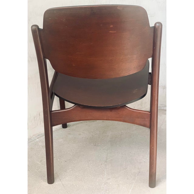 Vintage 1960s Michael Van Beuren Chair of Mahogany and Plywood Construction With Floating Seat, Includes Brand Label For Sale In San Antonio - Image 6 of 12